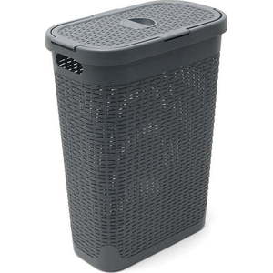 Šedý koš na prádlo Addis Rattan Effect Slim Hamper, 40 l obraz
