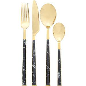 Ocelový příbor v černo-zlaté barvě 16 ks Avie – Premier Housewares obraz