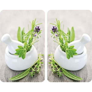 Sada 2 skleněných krytů na sporák Wenko Herbal, 52 x 30 cm obraz