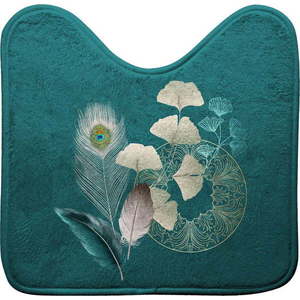 Tyrkysová WC koupelnová předložka 45x45 cm Ginkoblue – douceur d'intérieur obraz