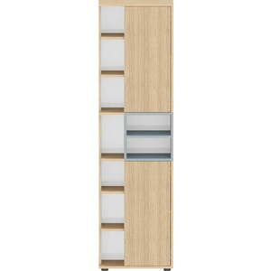 Šedá vysoká koupelnová skříňka v dekoru dubu 50x182 cm Kube - TemaHome obraz