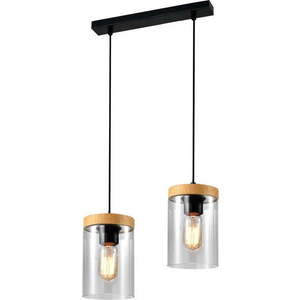 Závěsné svítidlo se skleněným stínidlem v černo-přírodní barvě ø 12 cm Wels – Candellux Lighting obraz