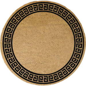 Černá kulatá rohožka z přírodního kokosového vlákna Artsy Doormats Greek Border, ⌀ 70 cm obraz