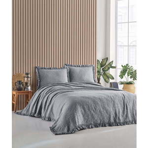 Šedý set přehozu a povlaků na polštář na dvoulůžko 220x240 cm Ilda – Mijolnir obraz