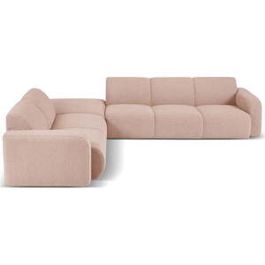 Růžová rohová pohovka z textilie bouclé (levý roh) Molino – Micadoni Home obraz