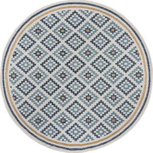 Žluto-modrý kulatý vnitřní a venkovní koberec ø 160 cm Zia Trellis – Flair Rugs obraz