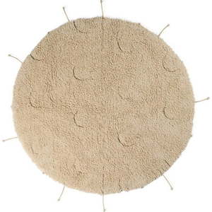 Krémový pratelný ručně tkaný bavlněný kulatý koberec ø 100 cm Moon Multishape – Lorena Canals obraz