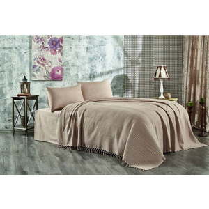 Hnědý bavlněný přehoz na dvoulůžko 220x240 cm Lotus – Mijolnir obraz