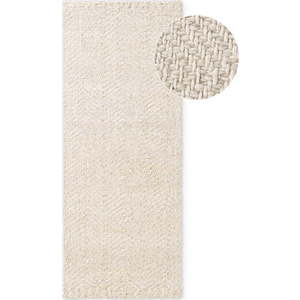 Krémový/slonovinový ručně tkaný běhoun s příměsí vlny 80x200 cm Majoli – Elle Decoration obraz