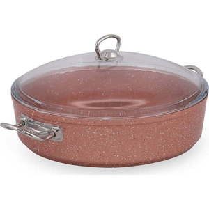 Růžový nízký hliníkový hrnec s poklicí Güral Porselen Classic, ø 30 cm obraz