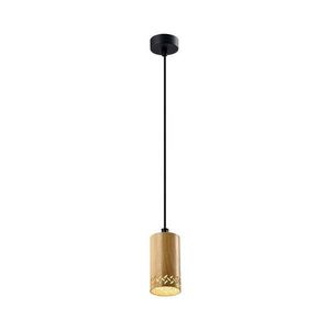 Černé závěsné svítidlo s dřevěným stínidlem ø 7 cm Tubo – Candellux Lighting obraz