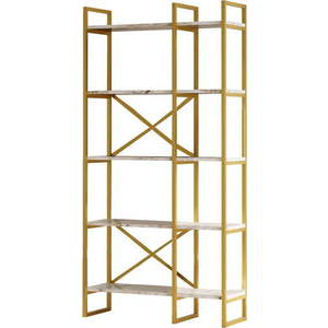 Regál v dekoru mramoru v bílé a zlaté barvě 87, 5x175 cm Monica – Kalune Design obraz