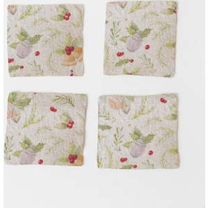 Sada 4 vánočních lněných podtácků Linen Tales Jingle Bells, 10 x 10 cm obraz