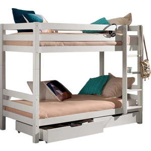 Bílá patrová dětská postel z borovicového dřeva s úložným prostorem 90x200 cm PINO – Vipack obraz