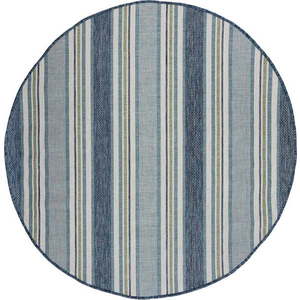 Kulatý vnitřní a venkovní koberec zelenomodrý ø 160 cm Roma Stripe – Flair Rugs obraz