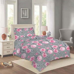 Růžovo-šedé bavlněné povlečení na jednolůžko 140x200 cm Dana – Cotton House obraz