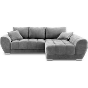 Šedá rozkládací rohová pohovka se sametovým potahem Windsor & Co Sofas Nuage, pravý roh obraz