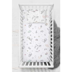 Bílé napínací dětské prostěradlo do postýlky z bavlny Renforcé 70x120 cm Flowers – Mijolnir obraz