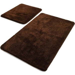 Tmavě hnědé koupelnové předložky v sadě 2 ks 60x100 cm Havai – Foutastic obraz