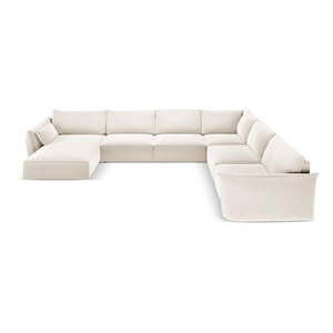 Béžová sametová rohová pohovka (pravý roh/do "U") Vanda – Mazzini Sofas obraz