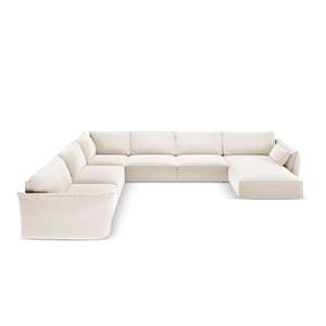 Béžová sametová rohová pohovka (levý roh/do "U") Vanda – Mazzini Sofas obraz