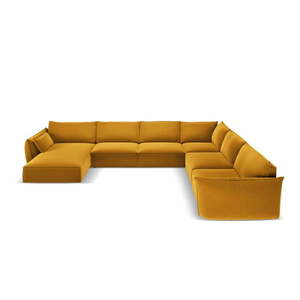 Sametová rohová pohovka v hořčicové barvě (pravý roh/do "U") Vanda – Mazzini Sofas obraz