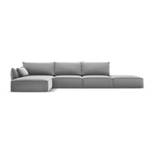 Světle šedá sametová rohová pohovka (levý roh/s lenoškou) Vanda – Mazzini Sofas obraz