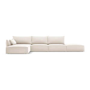 Béžová sametová rohová pohovka (levý roh/s lenoškou) Vanda – Mazzini Sofas obraz