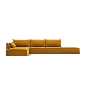 Sametová rohová pohovka v hořčicové barvě (levý roh/s lenoškou) Vanda – Mazzini Sofas obraz