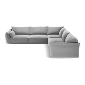 Světle šedá sametová rohová pohovka Vanda – Mazzini Sofas obraz
