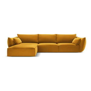 Sametová rohová pohovka v hořčicové barvě (levý roh/s lenoškou) Vanda – Mazzini Sofas obraz