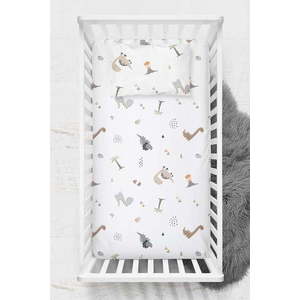Bílé dětské prostěradlo do postýlky z bavlny Renforcé 100x150 cm Dinozor – Mijolnir obraz