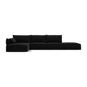 Černá sametová rohová pohovka (levý roh/s lenoškou) Vanda – Mazzini Sofas obraz