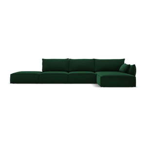 Tmavě zelená sametová rohová pohovka (pravý roh/s lenoškou) Vanda – Mazzini Sofas obraz