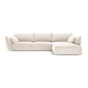 Béžová sametová rohová pohovka (pravý roh/s lenoškou) Vanda – Mazzini Sofas obraz