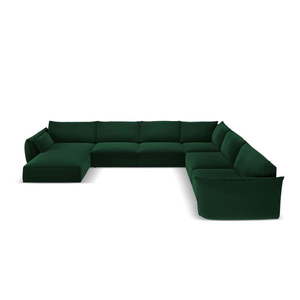 Tmavě zelená sametová rohová pohovka (pravý roh/do "U") Vanda – Mazzini Sofas obraz