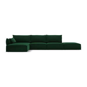 Tmavě zelená sametová rohová pohovka (levý roh/s lenoškou) Vanda – Mazzini Sofas obraz