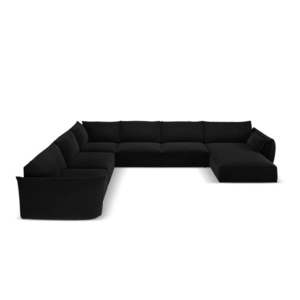 Černá sametová rohová pohovka (levý roh/do "U") Vanda – Mazzini Sofas obraz