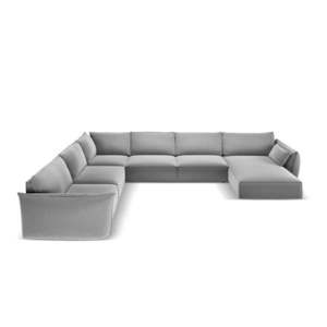 Světle šedá sametová rohová pohovka (levý roh/do "U") Vanda – Mazzini Sofas obraz
