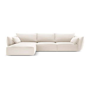 Béžová sametová rohová pohovka (levý roh/s lenoškou) Vanda – Mazzini Sofas obraz