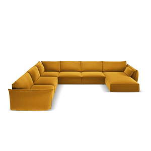 Sametová rohová pohovka v hořčicové barvě (levý roh/do "U") Vanda – Mazzini Sofas obraz
