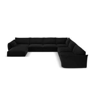 Černá sametová rohová pohovka (pravý roh/do "U") Vanda – Mazzini Sofas obraz