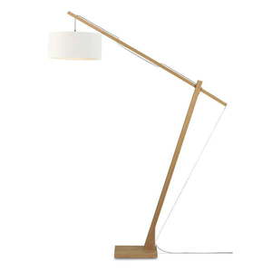 Stojací lampa s bílým stínidlem a konstrukcí z bambusu Good&Mojo Montblanc obraz
