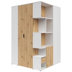 Xora ROHOVÁ ŠATNÍ SKŘÍŇ, bílá, dub artisan, 136/216/135 cm obraz