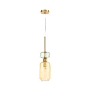 Lustr na lanku MOLLY 1xE14/40W/230V pr. 12 cm zlatá/oranžová/zelená obraz