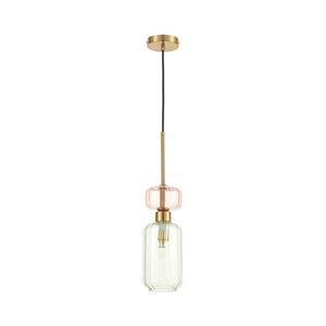 Lustr na lanku MOLLY 1xE14/40W/230V pr. 12 cm zlatá/zelená/růžová obraz
