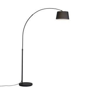 Moderní oblouková lampa černá s černým látkovým stínítkem - Arc Basic obraz