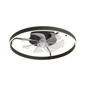 Stropní ventilátor černý 70 cm vč. LED stmívatelný s dálkovým ovládáním - Maddy obraz