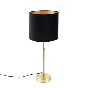 Stolní lampa zlatá/mosazná s černým sametovým stínítkem 25 cm - Parte obraz