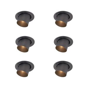 Set van 6 moderne inbouwspots gunmetal GU10 50mm rond kantelbaar - Installa obraz